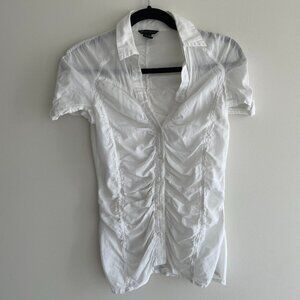 y2k light scrunch white blouse